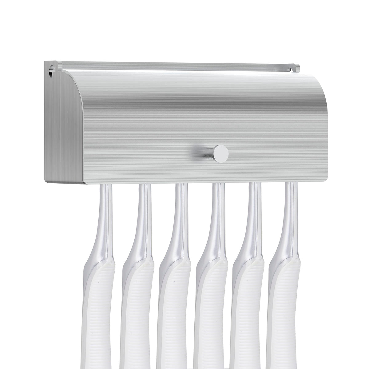 Linkidea Wall Mount Toothbrush Holder with Cover for Bathroom, Shower, Stainless Steel Self Adhesive Wallmount 6 Slots Tooth Brush Hanger