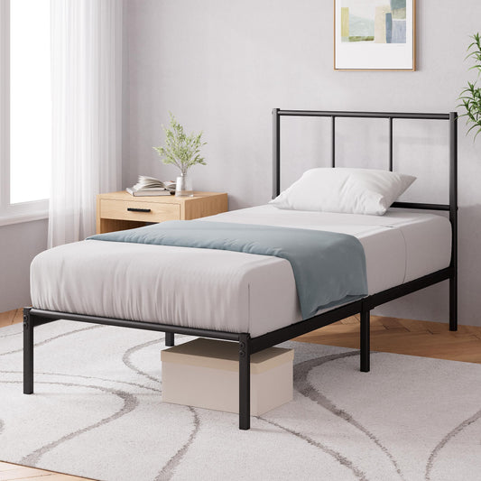 ZINUS Justin Single Bed Frame Bed 190x90 cm 35cm Height Metal Bed Frame with Headboard Platform bed frame with steel slat support Modern