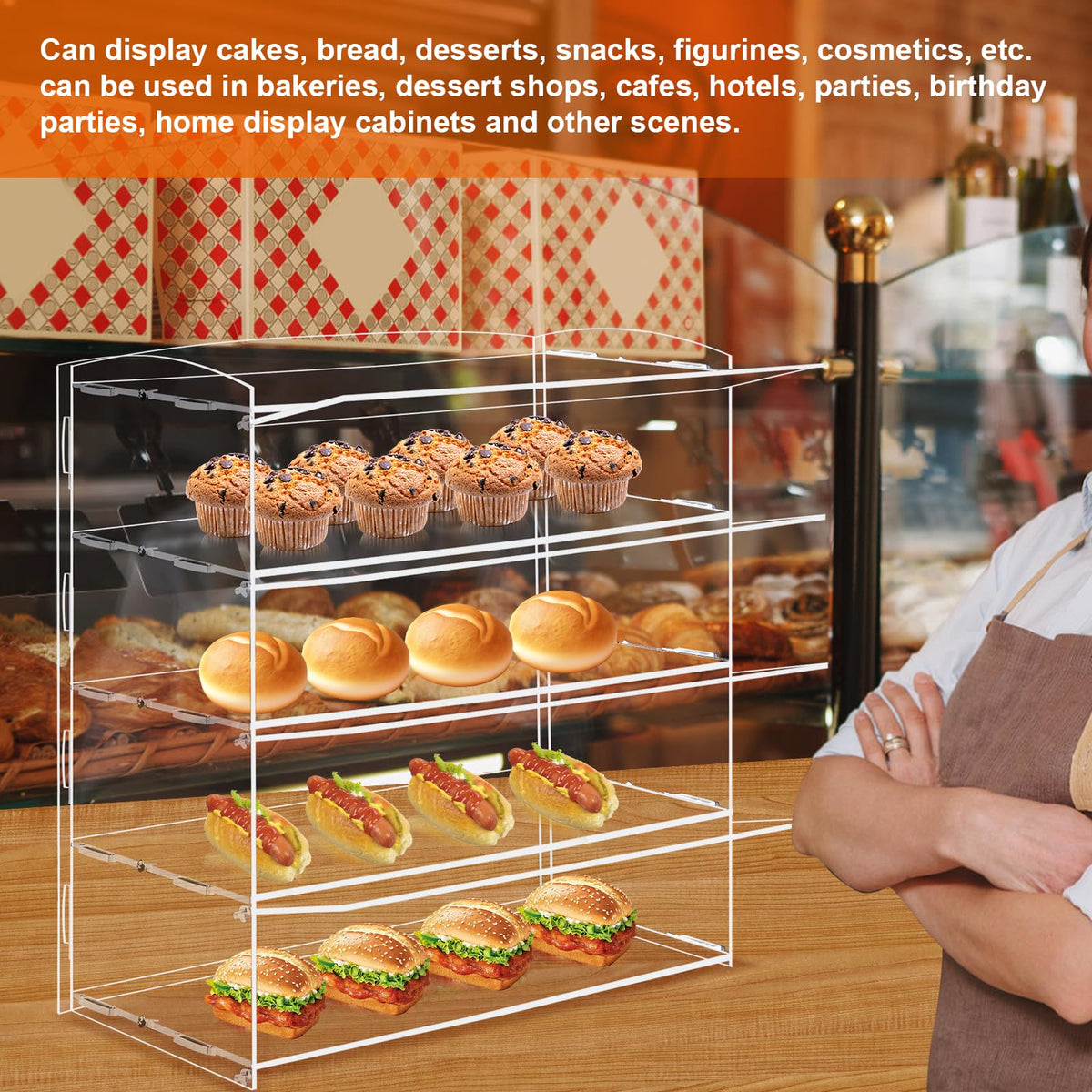BAOSHISHAN Acrylic Pastry Display Case 4-Tier Cake Display Cabinet