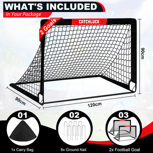 CATCHLUCK Football Goals for Kids Goals Foldable Football Nets for the Garden Pop Up Outdoor Goal Post Indoor Goal with Carry Bag