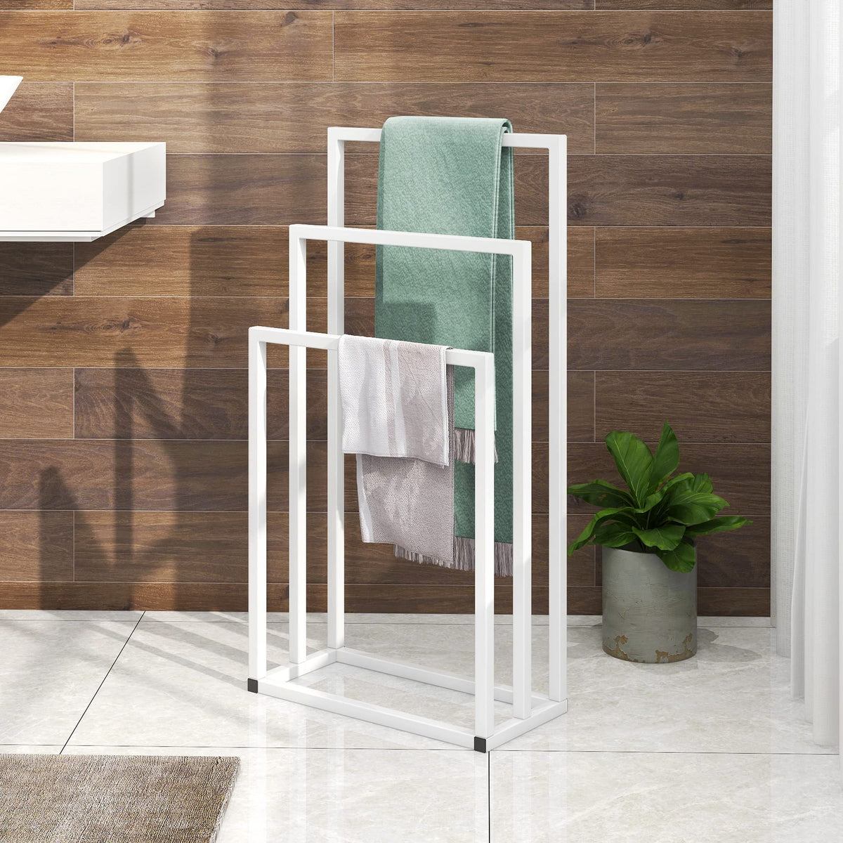 3 Tier Freestanding Towel Rail Towel Rack Stand,Metal Towel Holder and Towel Drying Rack for Bathroom Kitchen,Towel Ladder for Towelsor Clothing,Bath