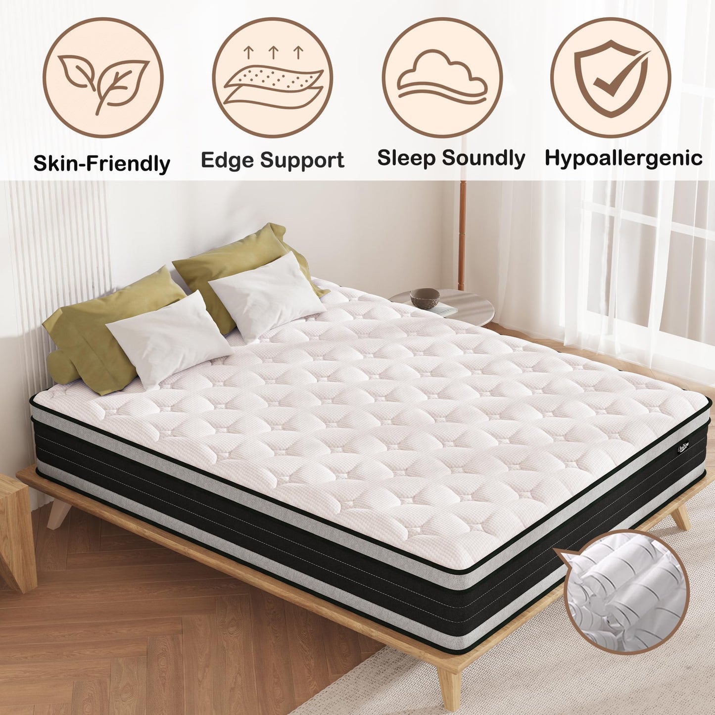 Bednew European Small Single Mattress Hybrid Mattress 80x200x30cm