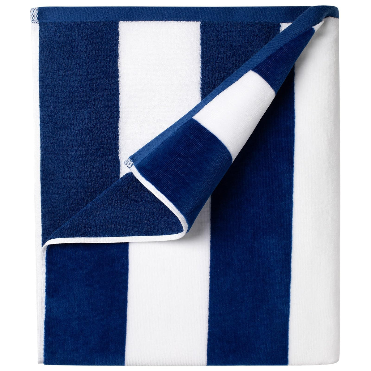Ouxiaobai Cotton Oversized Beach Towel - 180 x 90 CM Large Size Pool Towel, Striped Soft Cabana Swim Towel Royal Blue