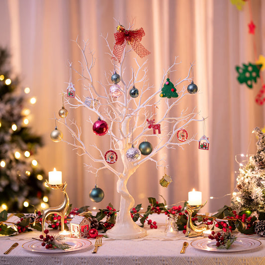 White Artificial Trees Twig Tree - 80cm Tall Fake Christmas Tree for Table Centrepiece Ornament Display Tree Easter Tree Inweder Wishing Tree for
