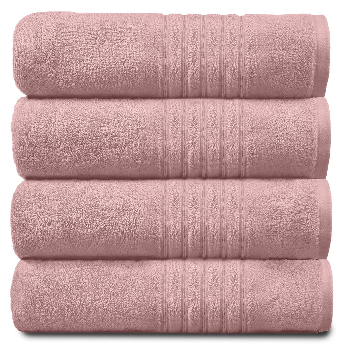GC GAVENO CAVAILIA 4 PK Extra Large Bath Sheet, Water Absorbent Cotton Towels, 450 GSM Quick Dry Towels Set, Blush Pink