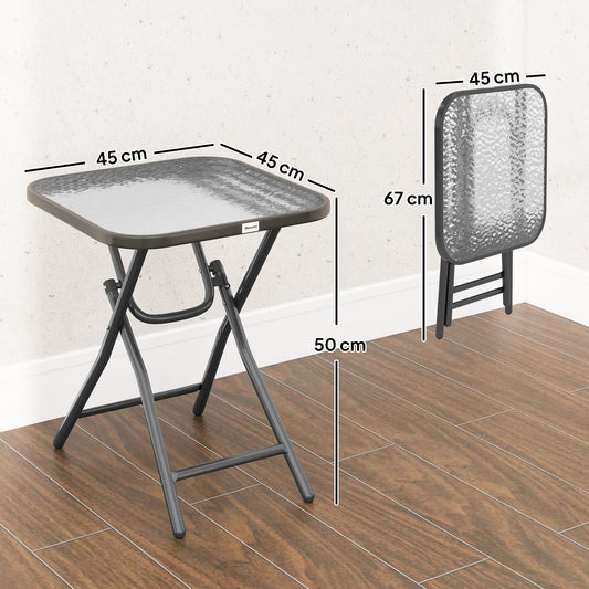 Outsunny Foldable Garden Table Square Folding Table for Patio Garden 45 x 45 x 50Hcm Black