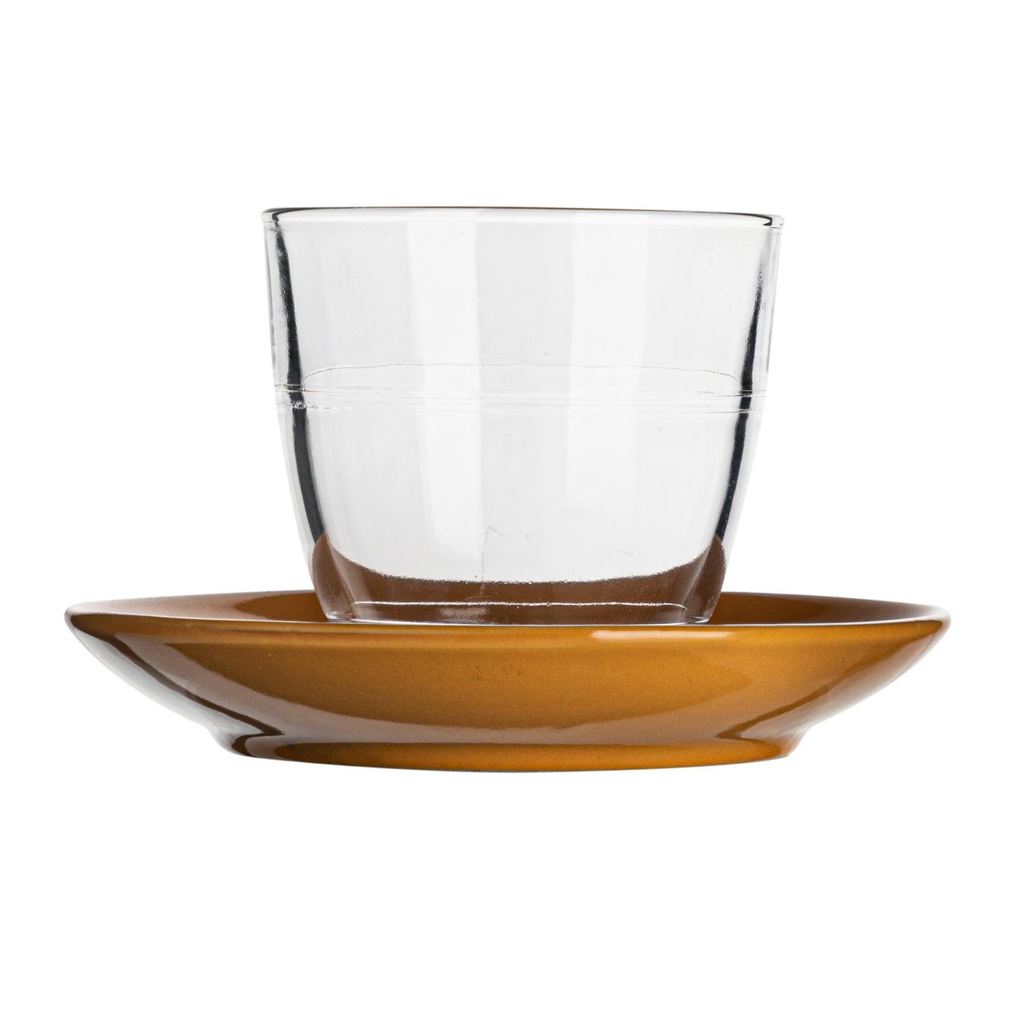220ml Gigogne Glass Coffee Cups & Saucers - Pack of Six