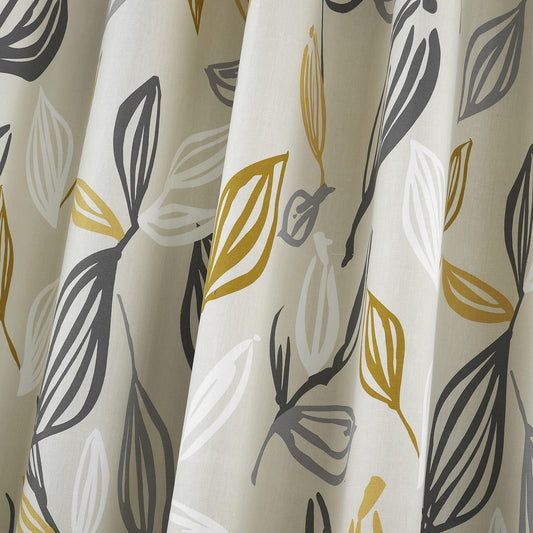 Fusion - Ensley - 100% Cotton Pair of Eyelet Curtains - 90" Width x 90" Drop (229 x 229cm) in Ochre