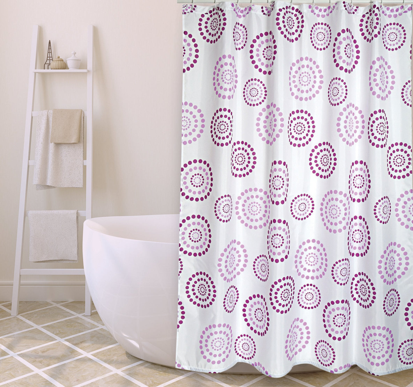 MSV Shower curtain Premium 180x200cm points purple