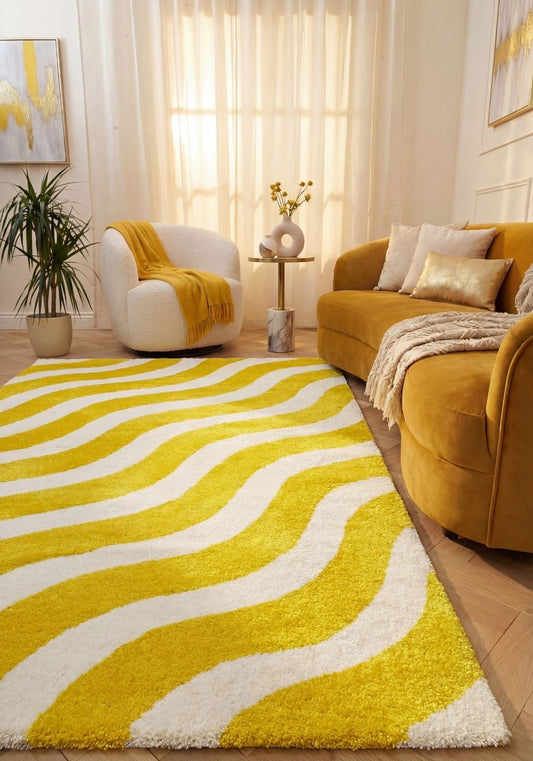 Joli Wave Yellow & White Rug