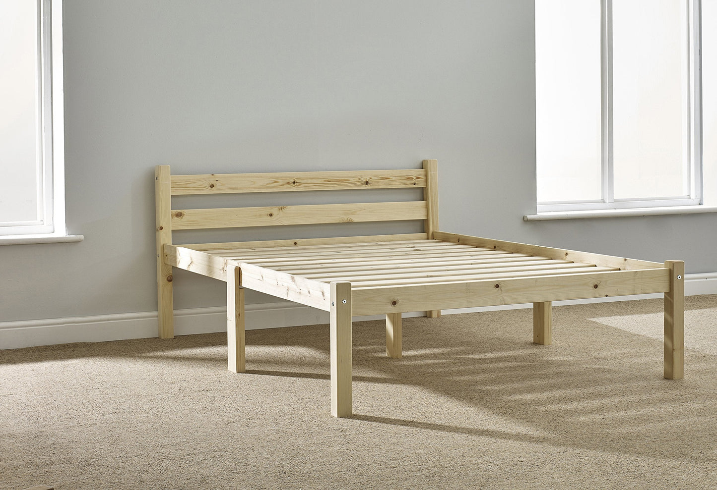 STRICTLY BEDS&BUNKS Cleveland Pine Bed Frame including Sprung Mattress (20cm), 4ft Double