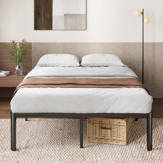 Zinus Van King size Bed frame - Bed 150x200 cm - 41 cm Height with Underbed Storage - Metal Platform Bed frame - Black