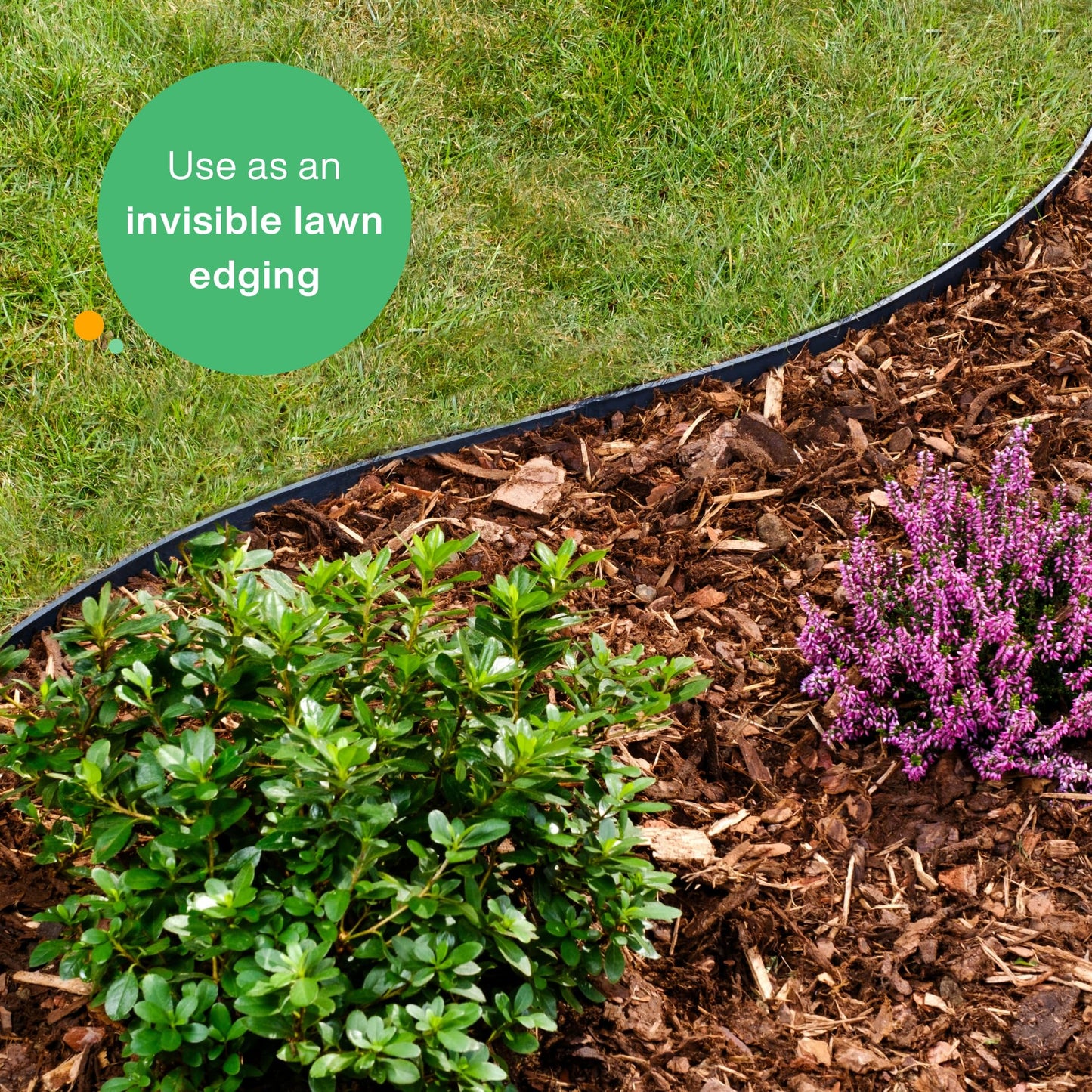 Flexible Lawn Edging 24 m - Invisible Plastic Garden Edge with 100 Securing Pegs - Easy to Use, Weather Resistant - Grass, Flowerbed & Path Border