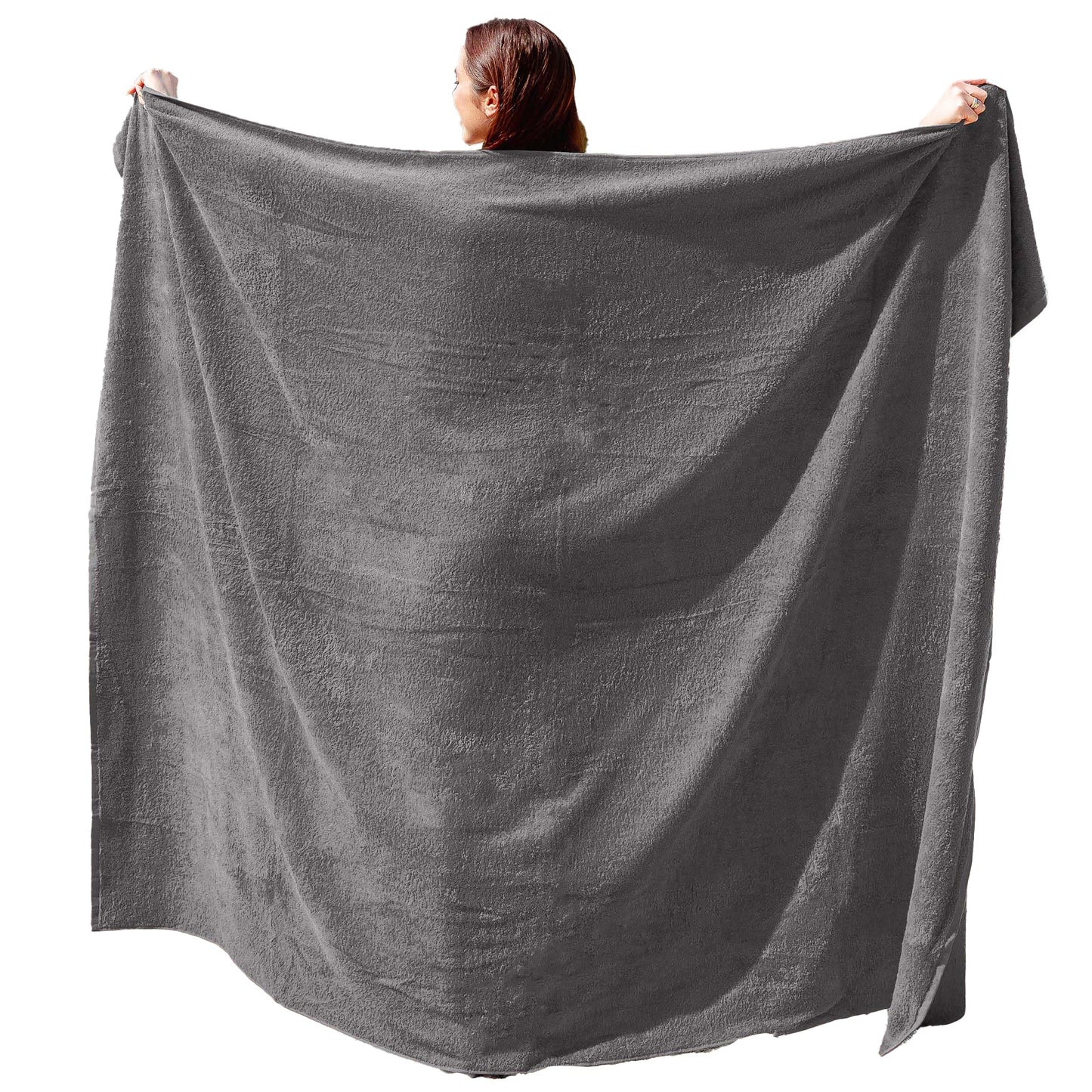 ADAMO XXL Beach Towel, 100 x 220 cm or 155 x 220 cm, Grey, 100% Cotton, 400 g/m?