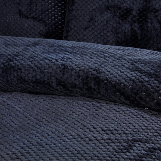 Sleepdown Waffle Fleece Thermal Warm Cosy Super Soft Duvet Cover Quilt Bedding Set with Pillow Cases - Double (200cm x 200cm) - Black