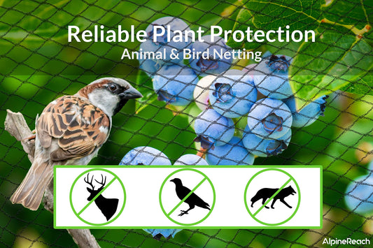 AlpineReach Garden Netting 2m x 30m Extra Strong Woven Mesh Bird Netting Heavy Duty Kit - Protect Plants & Fruit Trees Against Animals & Deer Fencing