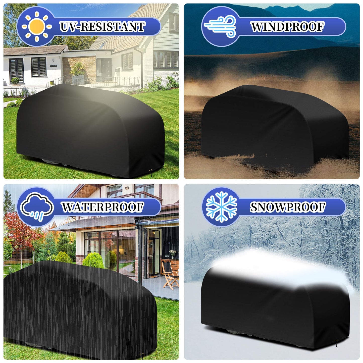 RICHIE Riding Lawn Mower Cover, 183 x 137 x 117cm Outdoor Garden Tractor Cover Waterproof, Heavy Duty 420D Oxford Fabric lawn mower cover with