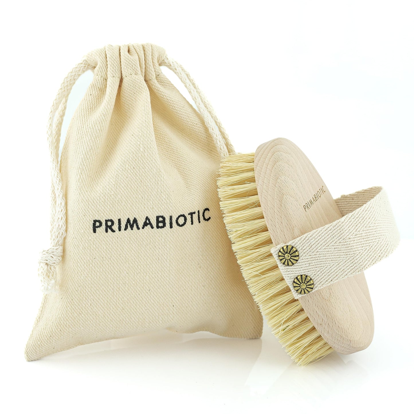 Body Massage Brush ? Primabiotic Body Massager Made of Beech Wood & Agave Fibres | Dry Brushing | Eco-Friendly Body Care Tool with Handmade Pouch |