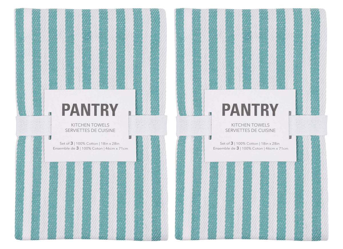 KAF Home Mixed Flat & Terry Kitchen Towels | Set of 6 18 x 28 Inches | 4 Flat Weave Towels for Cooking and Drying Dishes and 2 Terry Towels