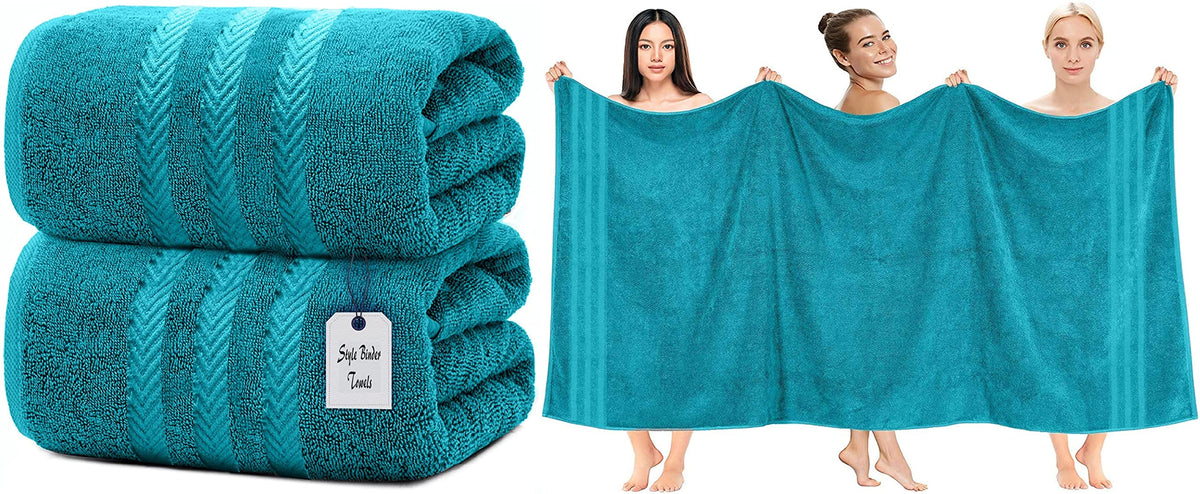 2 X Super Jumbo Bath Sheets 100 x 200 cm Premium 100% Egyptian Cotton Extra Large Bath Sheet Towel Set Highly Absorbent & Quick Dry Hotel Quality