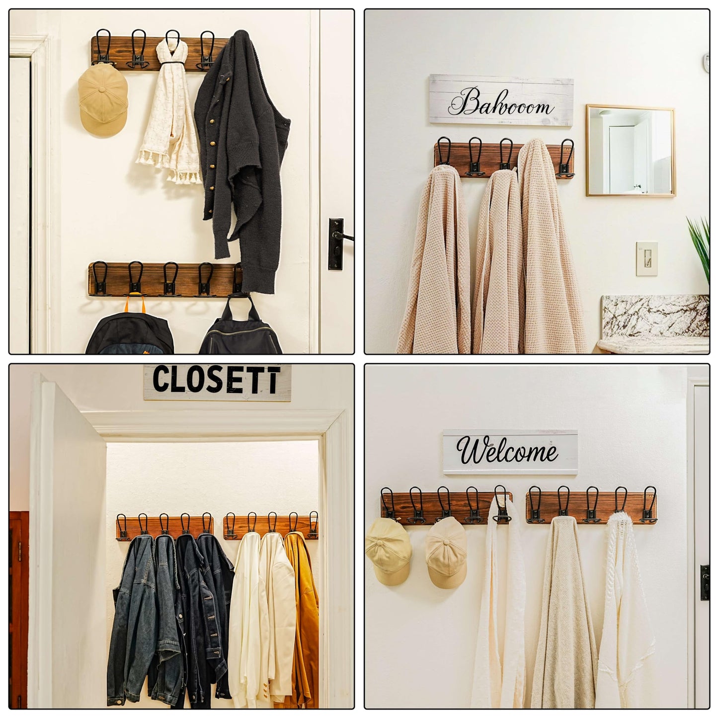 Dseap Coat Rack Wall Mounted - Heavy Duty Farmhouse Rustic Wall Coat Hanger With 5 Wire Hooks for Clothes Hat Jacket Towel, RusticWire, G25A
