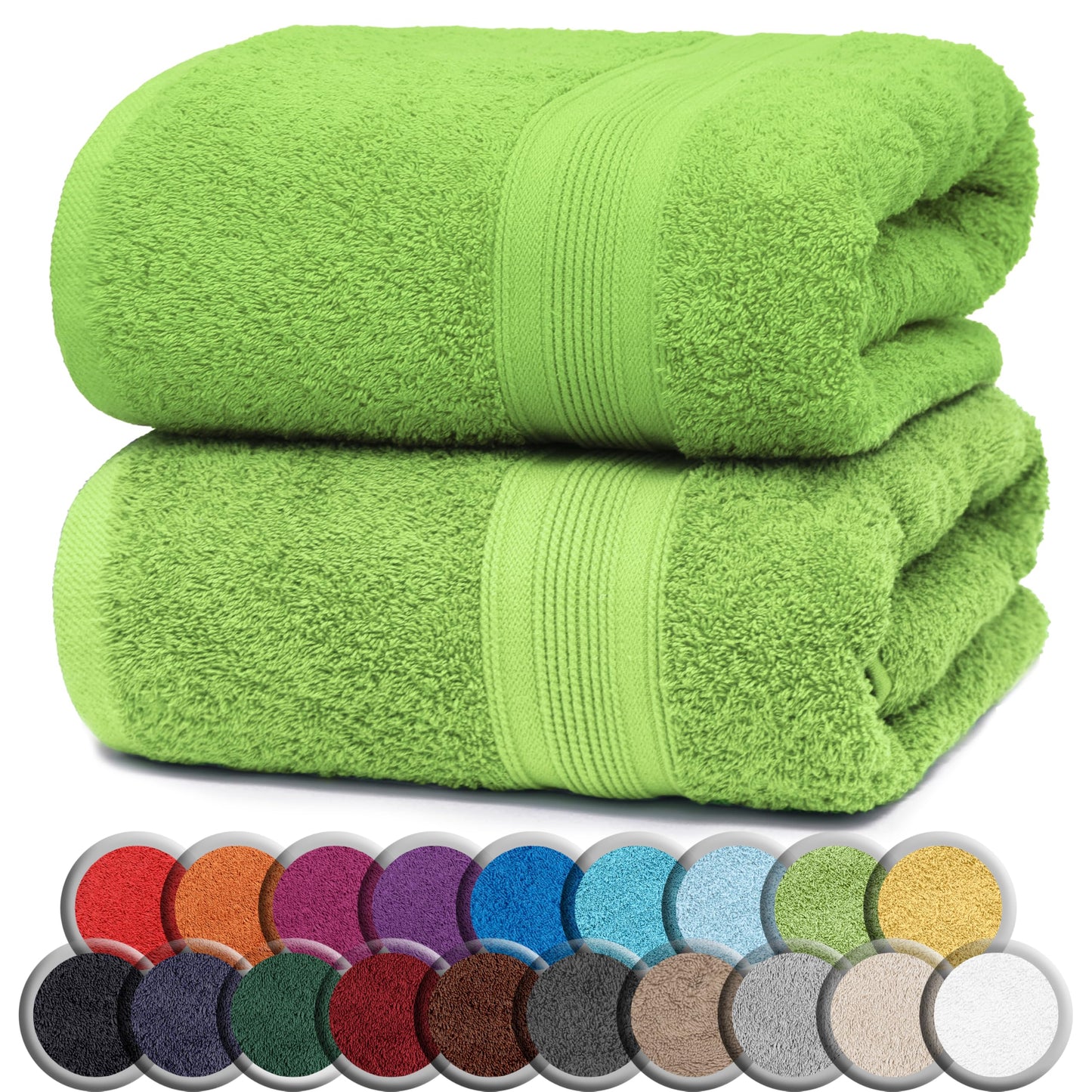 NatureMark Pack of 2 Sauna Towels Premium Quality 80 x 200 cm Sauna Towel Sauna Towel Twin Pack Colour: Apple Green