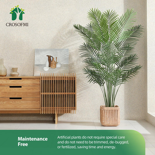 CROSOFMI Artificial Areca Palm Tree 170CM Fake Tropical Palm Plant,Perfect Faux Dypsis Lutescens Plants in Pot for Indoor Outdoor Home Office Garden