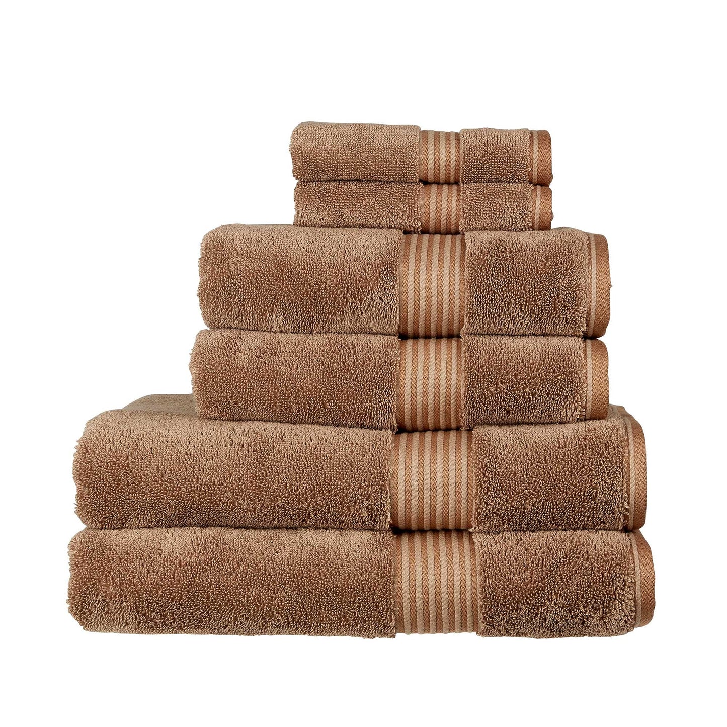 Christy Supreme Hygro 6 Piece Towel Set | Mocha Brown | 100% Luxury Supima Cotton | Ultra Soft | Super Absorbent | 650GSM | 2 Bath Towels 2 Hand
