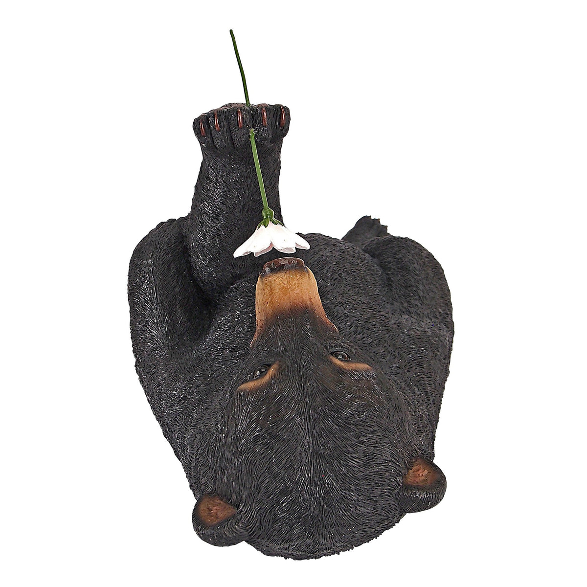 Design Toscano Smell The Flowers Garden Bear Statue - Black