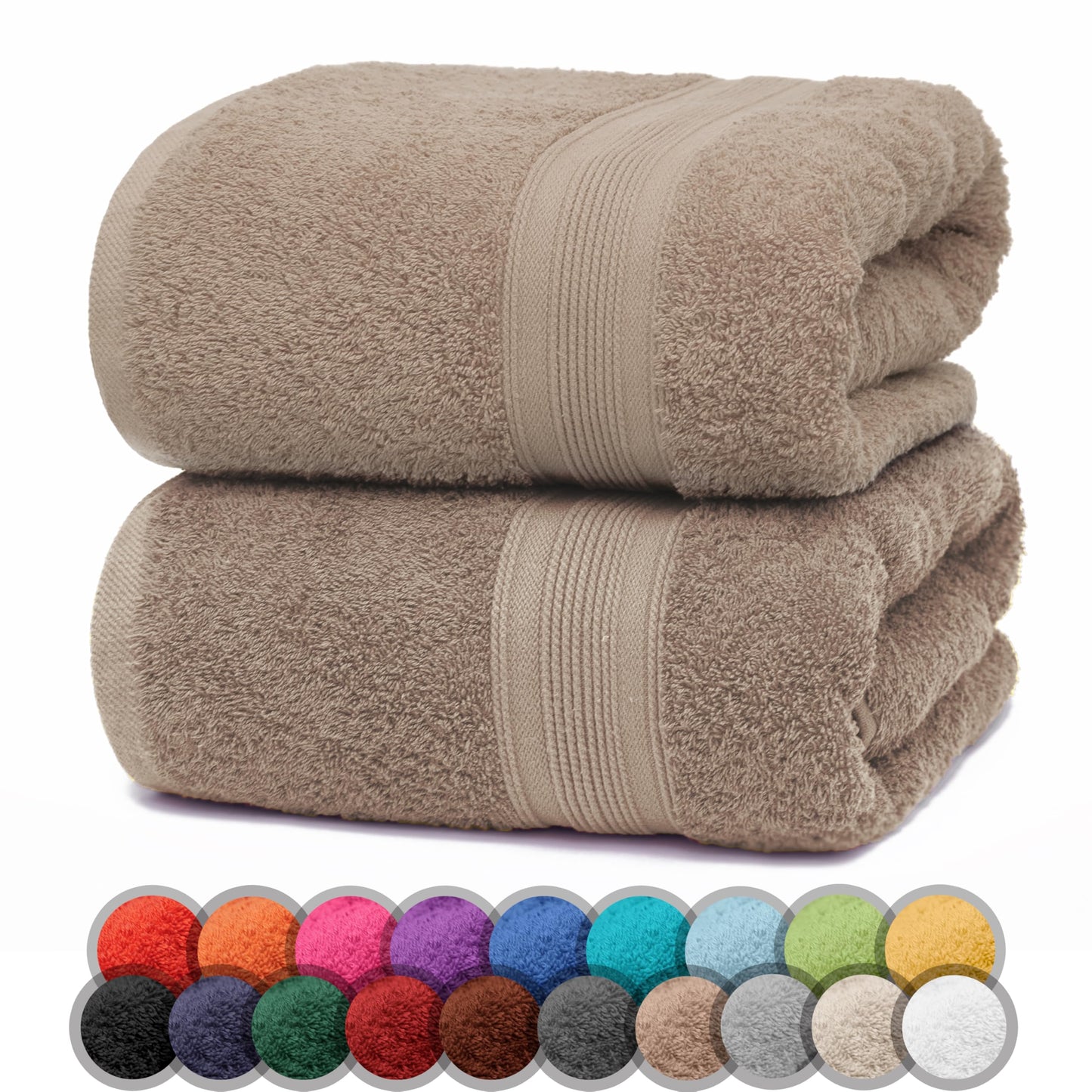 NatureMark Pack of 2 Bath Towels - 100% Cotton, 500?g/m? - Soft, Absorbent & Durable - For Home, Sauna & Travel - 70 x 140 cm, Sand/Beige