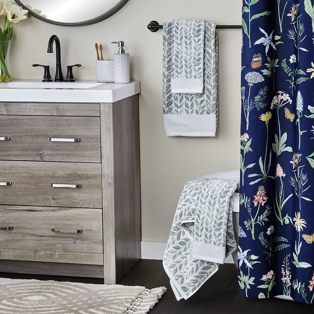 SKL Home Bath Towel, Cotton, Sage, 28x54