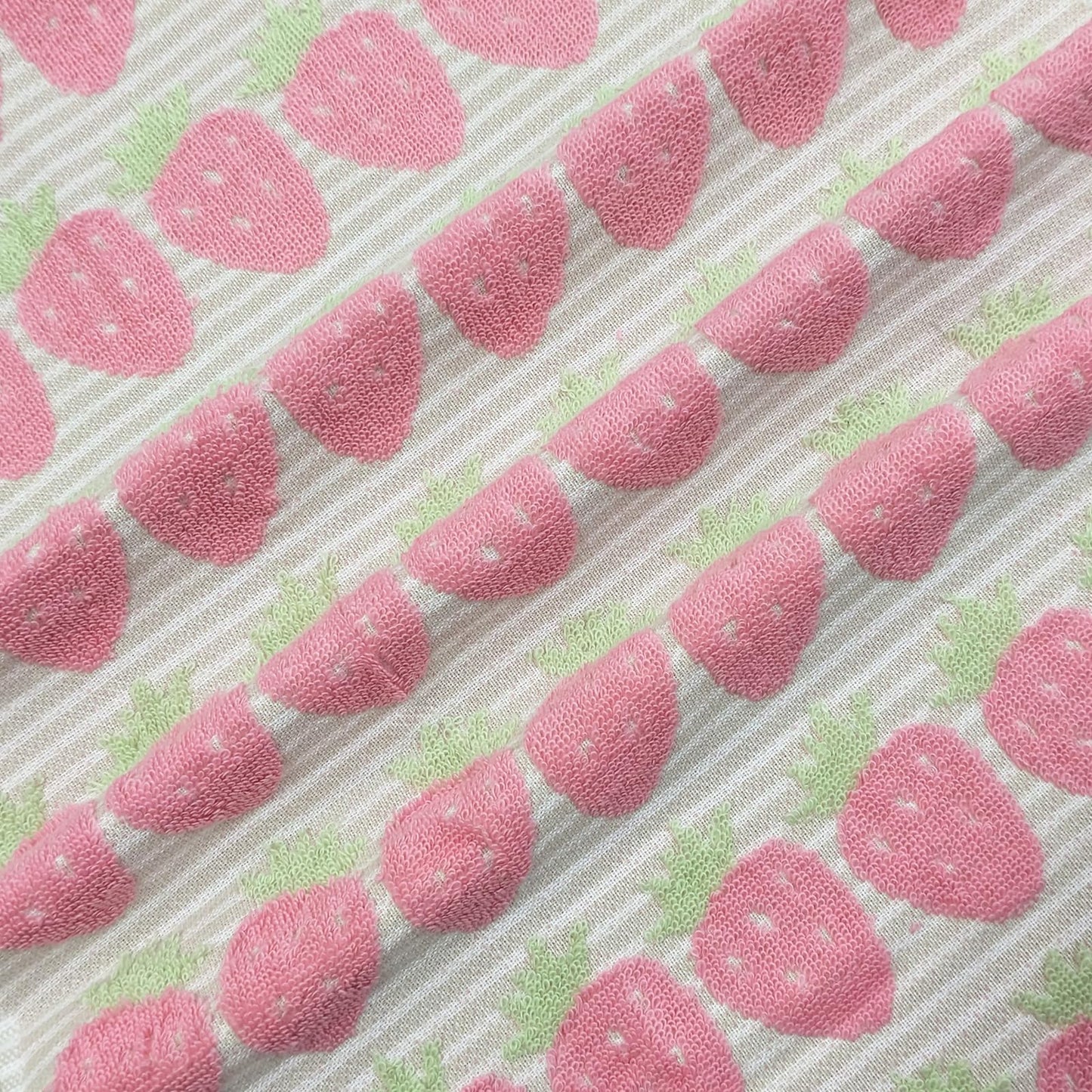 USTIDE Fruit Hand Towels Set of 2 Lovely Pink Striped Strawberry Hand Towel Cotton Face Towel Soft Absorbent Towel Set for Bathroom Kitchen 14x30 Inch