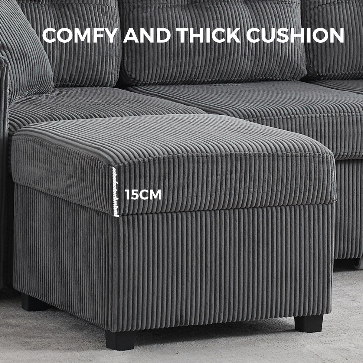 MAXYOYO Ottoman with Storage, 57CM Corduroy Footstool Multipurpose Foot Rest Sofa Stool