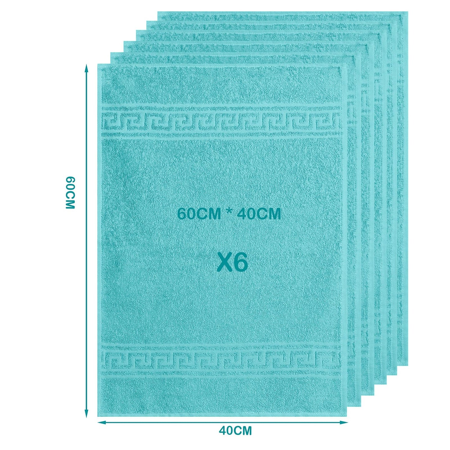 nice homeit Set of 6 Face and Hand Towels 40 x 60 cm – Bath Towels in 100% Ring-Spun Cotton – Extra Soft and Absorbent, Made in Italy (Aqua Blue)