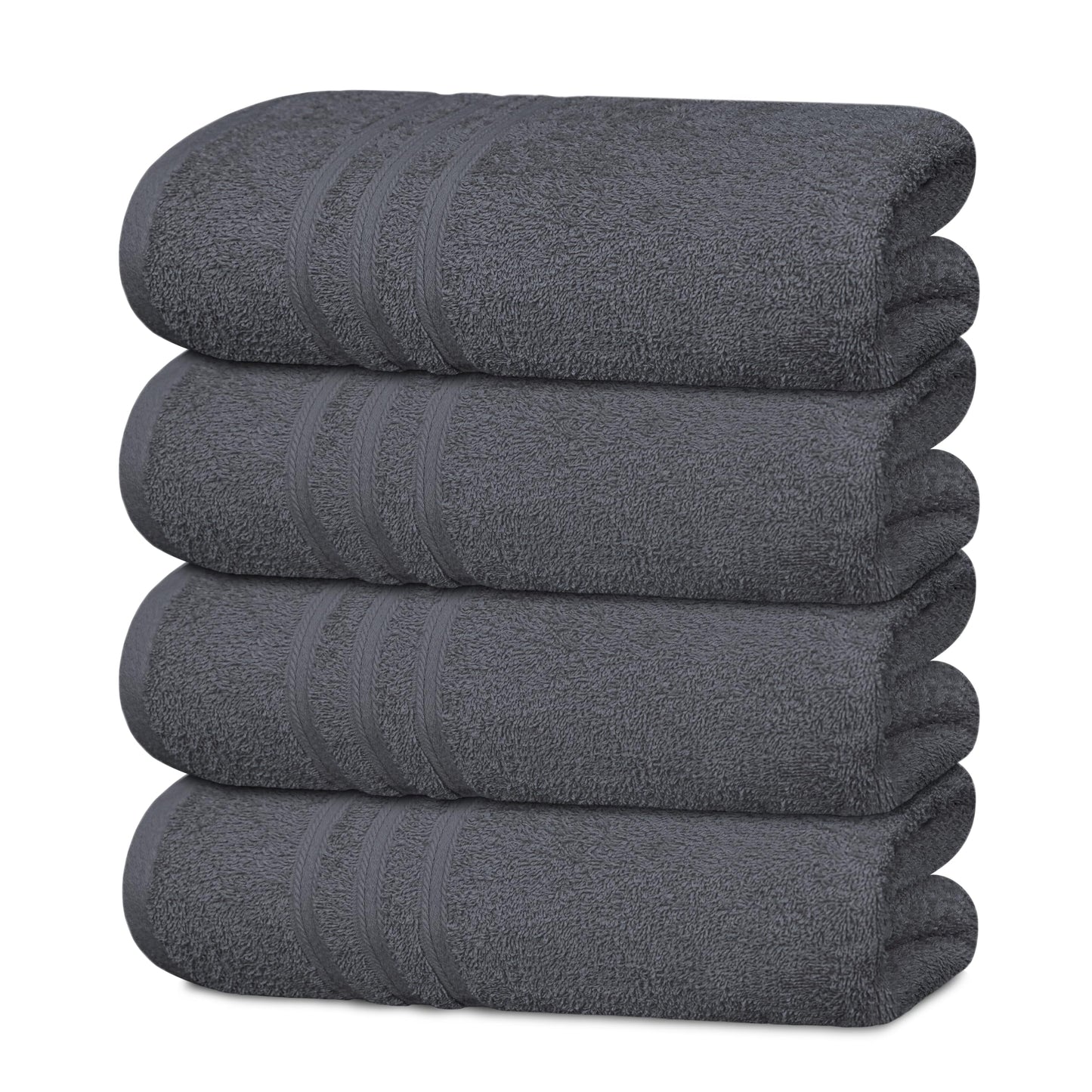 Tens Towels 4 Pc Dark Grey Bath Towels Set 100% Cotton Bathroom Towels 27 x 54 Inches Perfect Everyday Light Weight Quick Dry Towels for Bathroom