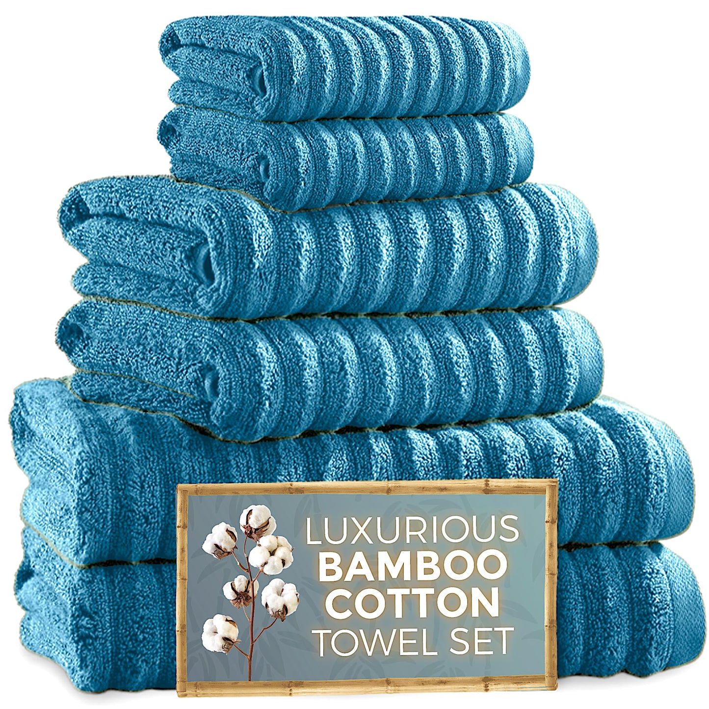 Towelogy? Luxury Towel Bale Set | Premium Blend of 60% Bamboo and 40% Cotton | 2x Bath Towel, 2x Hand Towels, 2x Face Cloths | Super Soft and Quick