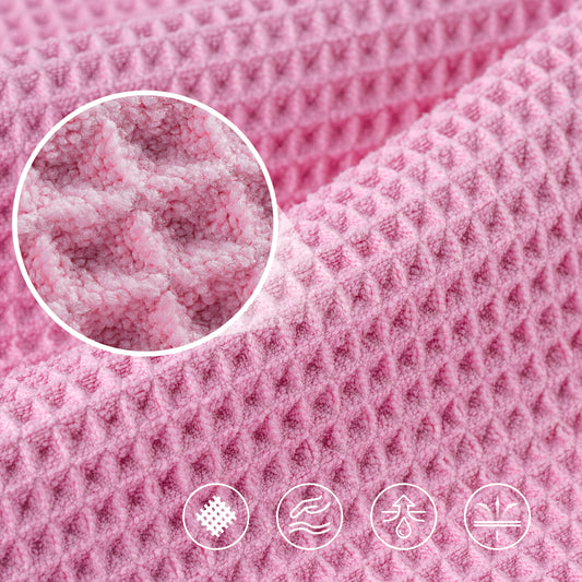 POLYTE Microfibre Oversize Quick Dry Lint Free Bath Towel, 152 x 76 cm, 4 Pack (Grey,Pink, Waffle Weave)
