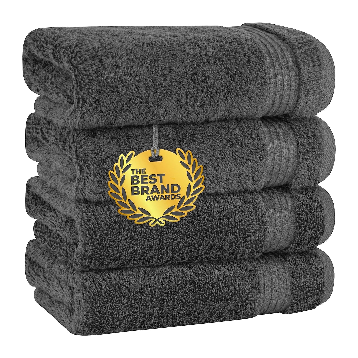 Cotton Paradise Hand Towels for Bathroom, 100% Cotton Turkish 4 Piece Hand Towel Set, Soft Absorbent Face Towels Clearance Set, Dark Gray Hand Towels