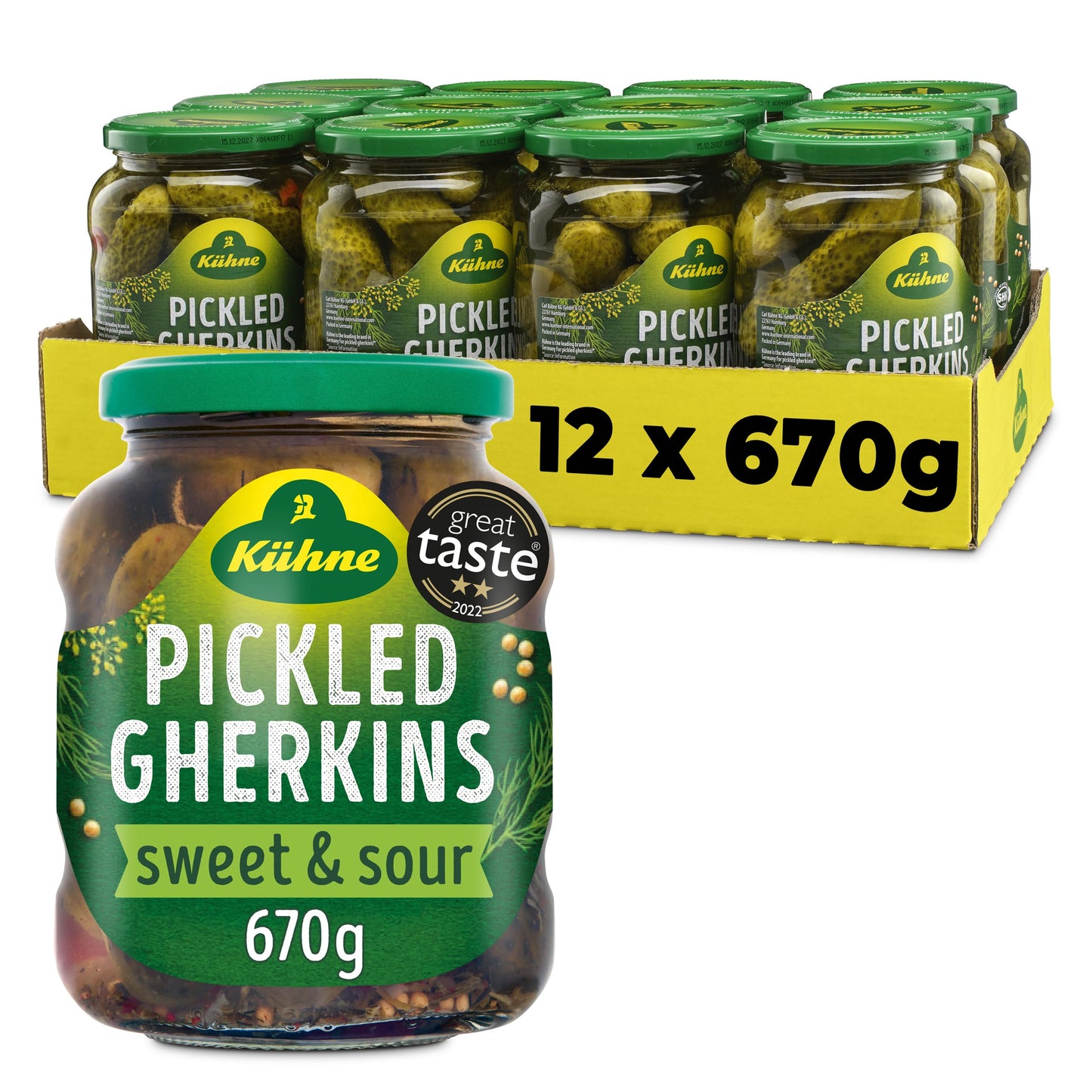 Kuhne Gherkins 670 g (Pack of 12)