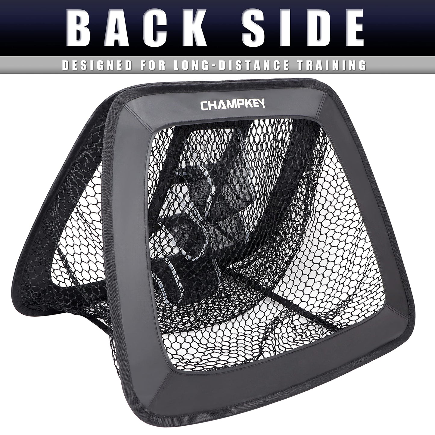 CHAMPKEY Double Sided Golf Chipping Net with Golf Hitting Mat | Come with 12 Foam Golf Balls | 5 Ply-Knotless Netting Chipping Net and Heavy Duty