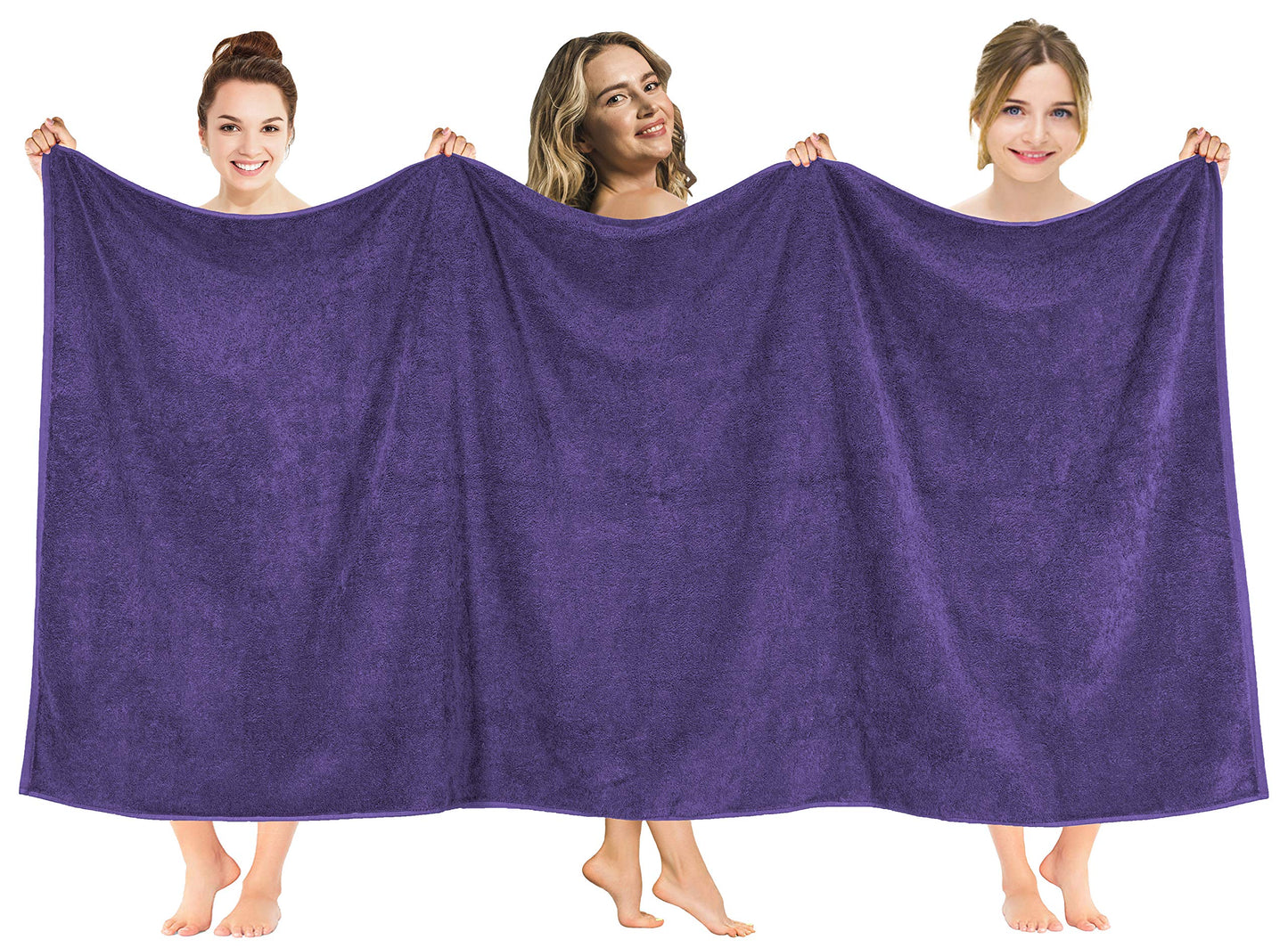 American Soft Linen Oversized 40x80 Bath Towel Sheet, Purple, 100% Cotton