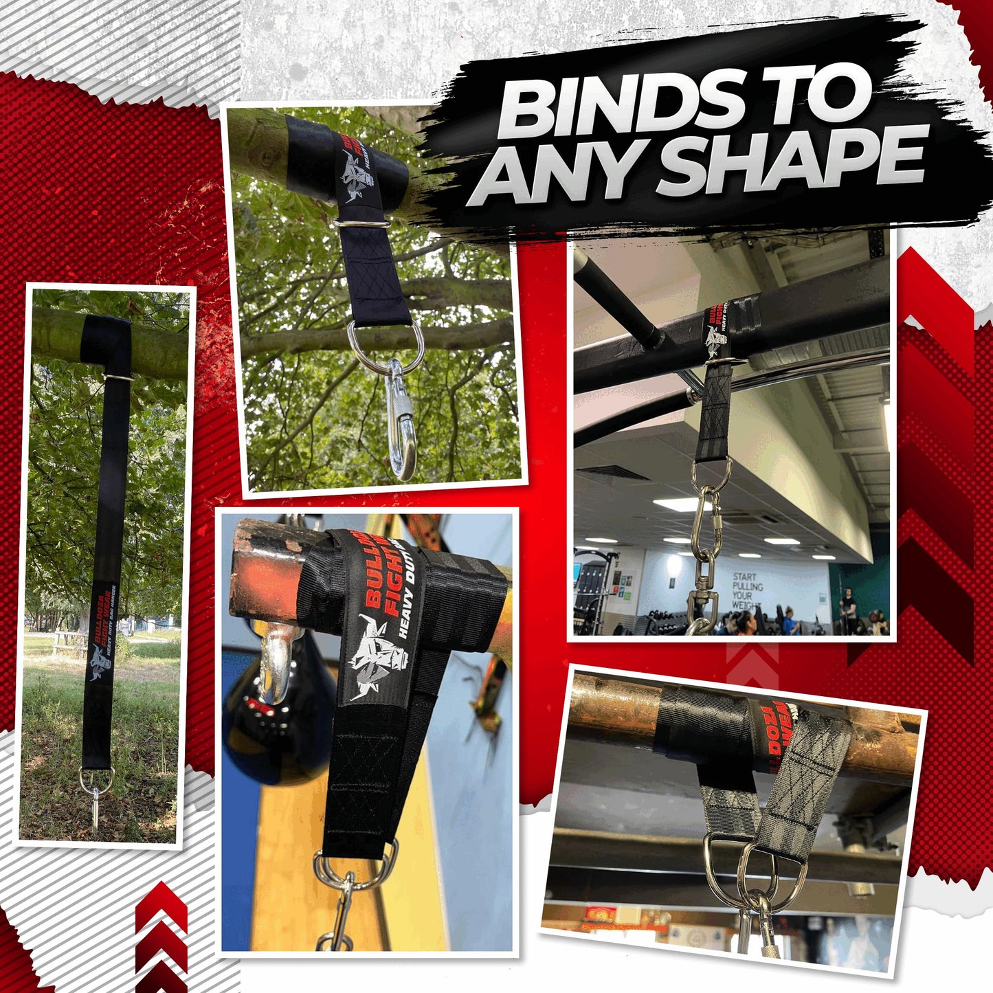 BULL DOZA FIGHT WEAR Boxing Punch Bag Strap/Sling ? Heavy Duty Bag Hanger with 9mm Steel Screw Lock Carabiner - 500lbs Bag Holding Capacity Strap