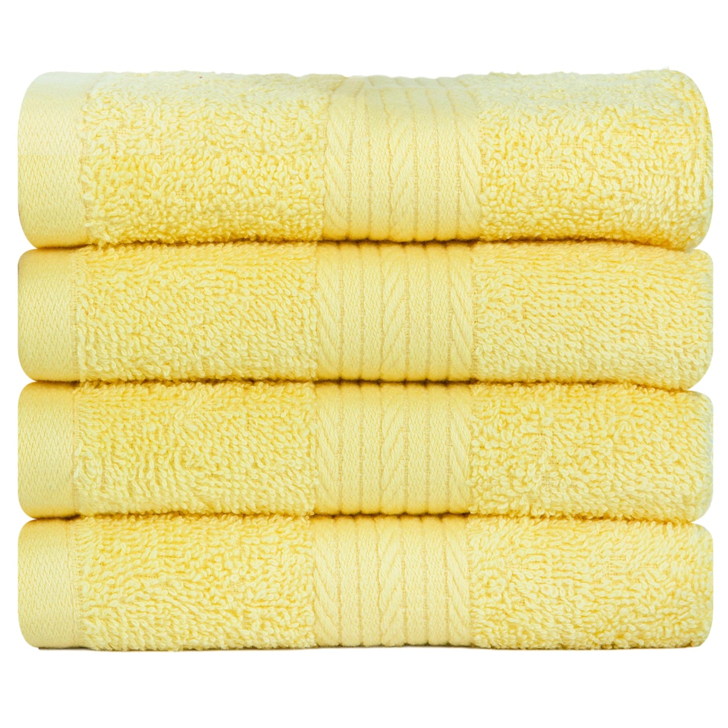 Ample Decor Cotton Washcloths Set 4, 30 X 30 cm, 100% Cotton Premium Quality Flannel Face Cloths, Highly Absorbent Fingertip Towels - Yellow