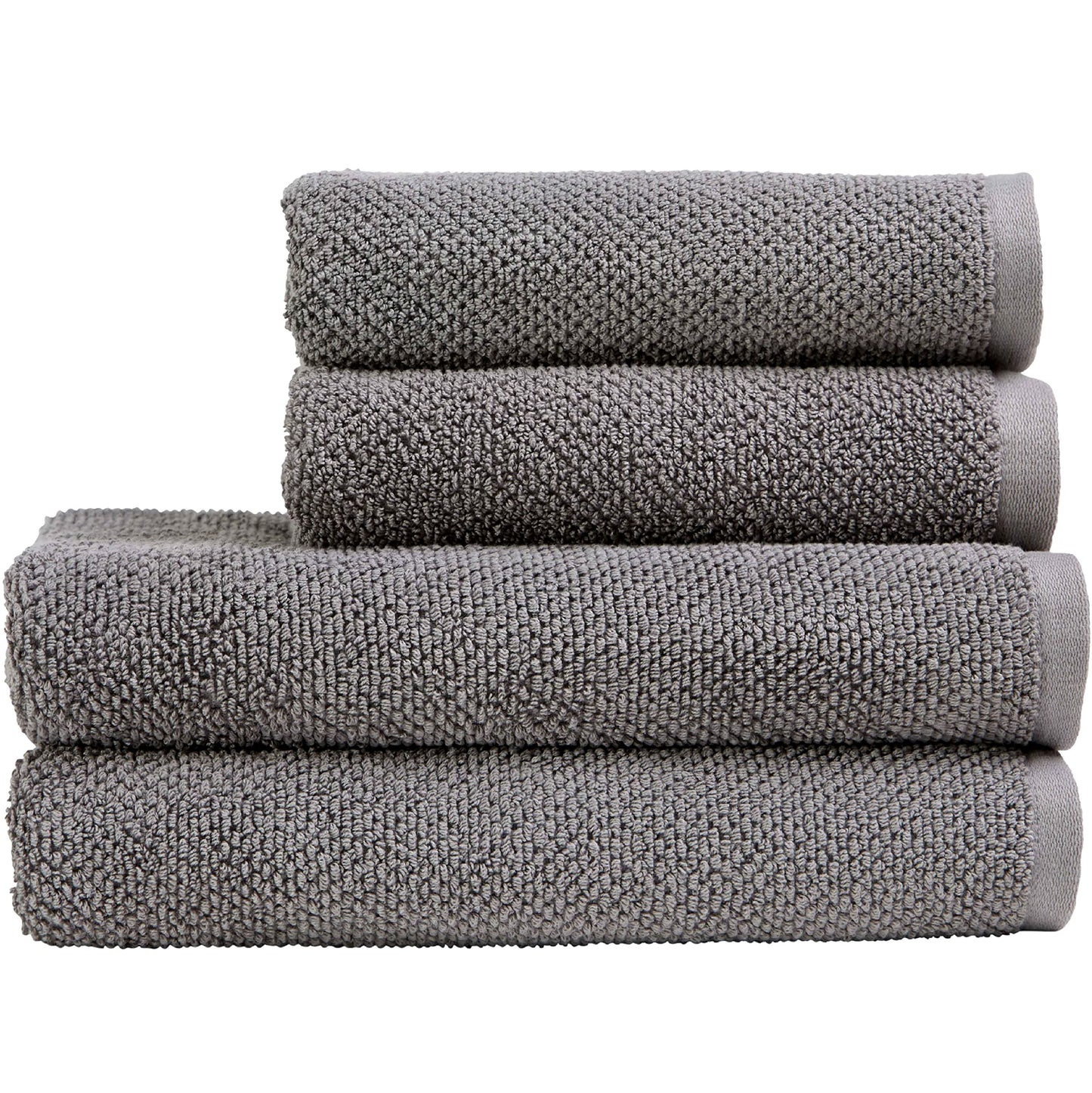 Christy Brixton Bath Towel Set | 2 Bath Towels 2 Hand Towels | Invigorating Textured Finish | Super Absorbent | 4 Piece Bathroom Towel Set | Titanium