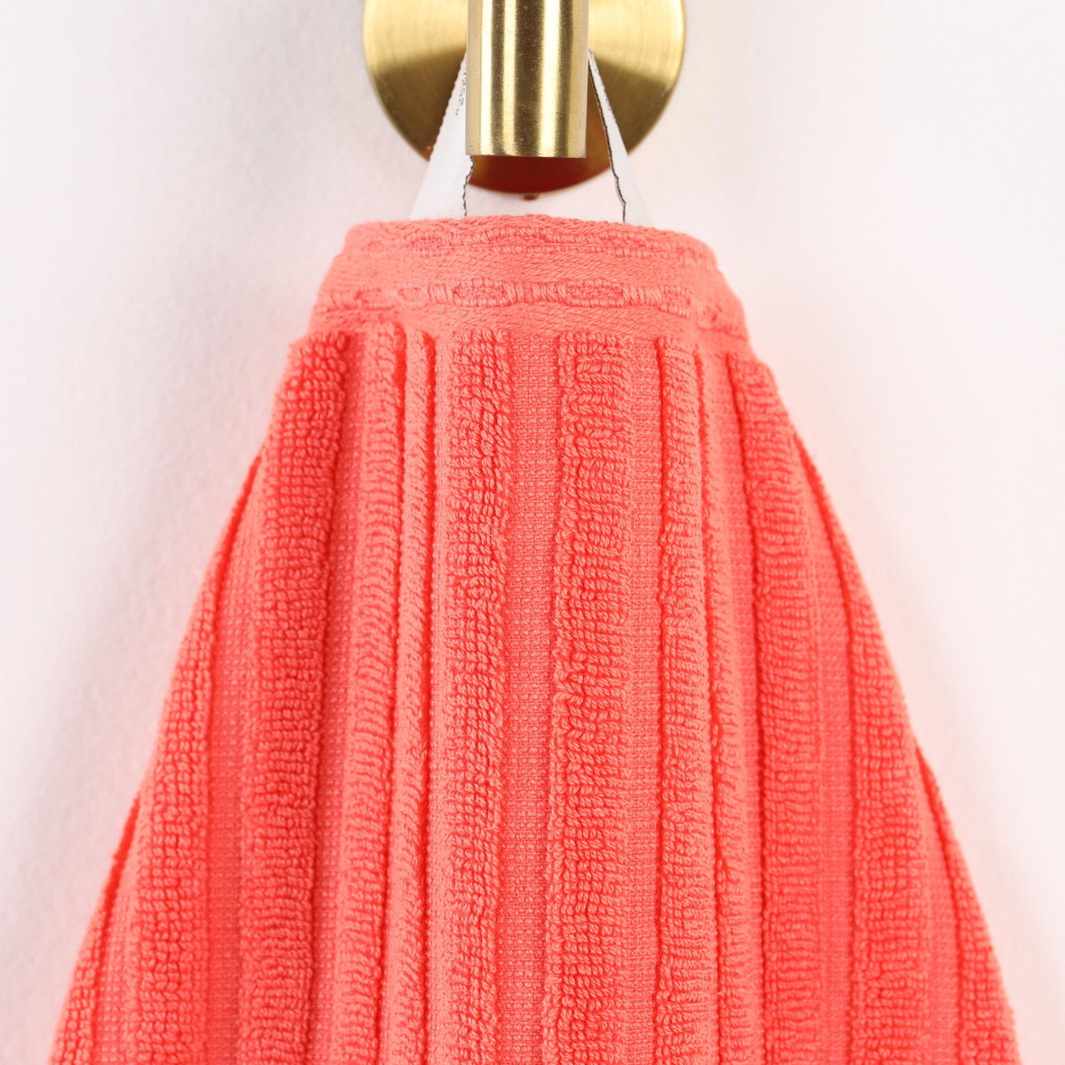 Superior Cotton 6-Piece Solid and Ribbed Towel Set, Face Towels 13” x 13”, Hand Towels 16” x 28”, Bath Towels 27” x 54”, Coral