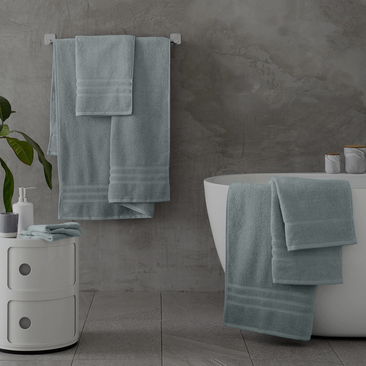 Catherine Lansfield Zero Twist Cotton 6 Piece Towel Bale Set Sage Green