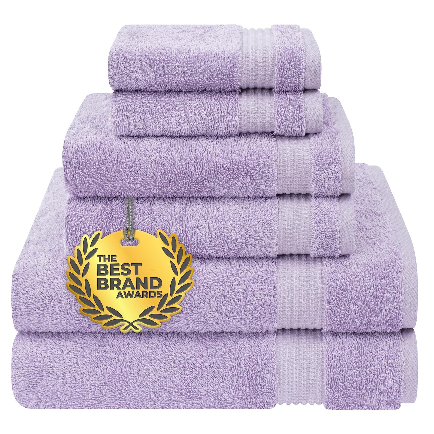 Cotton Paradise 6 Piece Towel Set, 100% Turkish Cotton Soft Absorbent Towels for Bathroom, 2 Bath Towels 2 Hand Towels 2 Washcloths, Lilac Towel Set