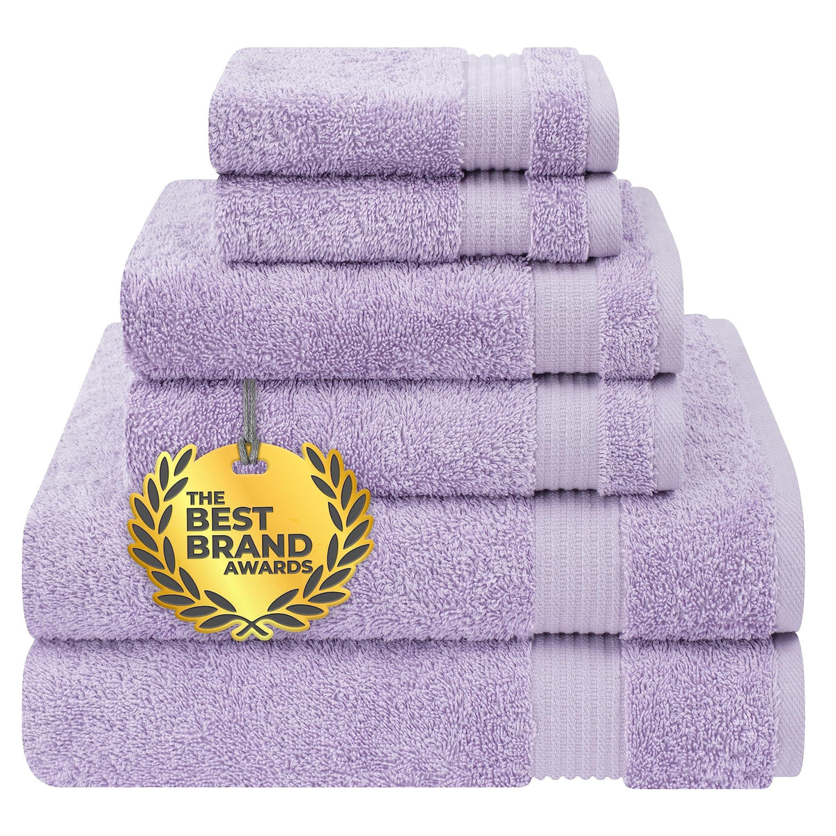 Cotton Paradise 6 Piece Towel Set, 100% Turkish Cotton Soft Absorbent Towels for Bathroom, 2 Bath Towels 2 Hand Towels 2 Washcloths, Lilac Towel Set