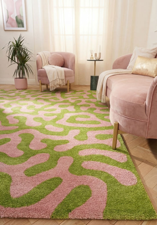 Joli Doodle Green & Pink Rug