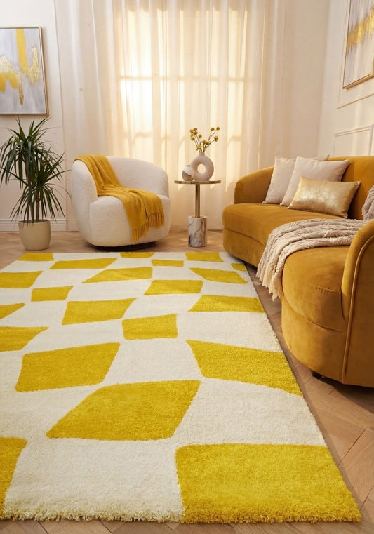 Joli Checkered Yellow & White Rug